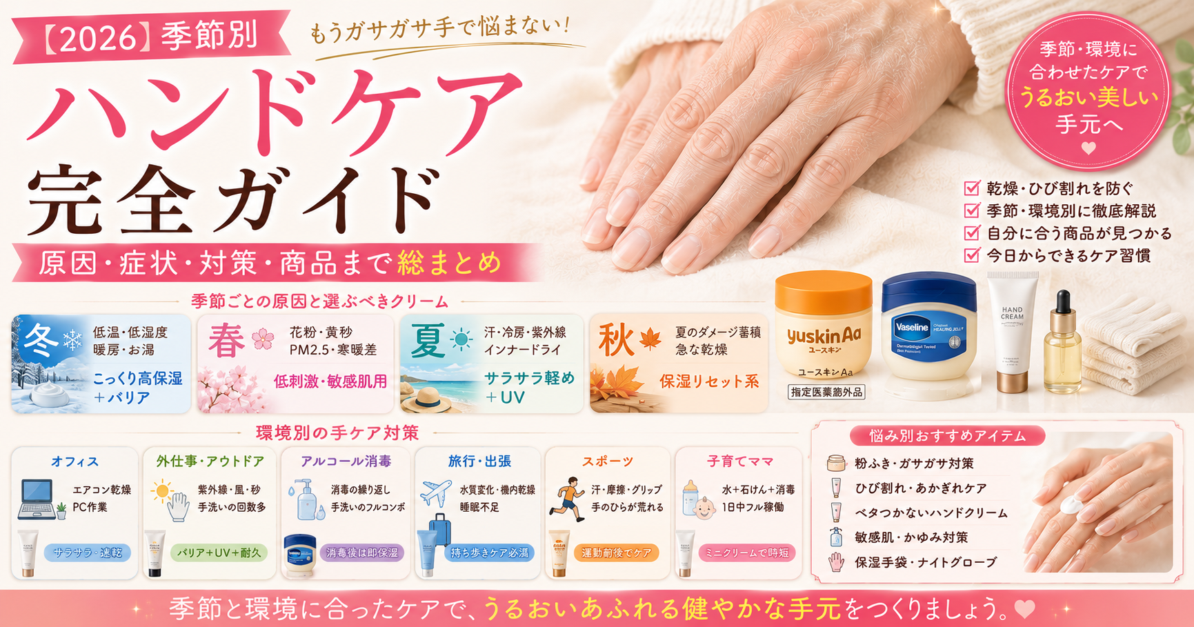 【2026】季節別ハンドケア完全ガイド｜春夏秋冬で使い分ける最強ケア方法